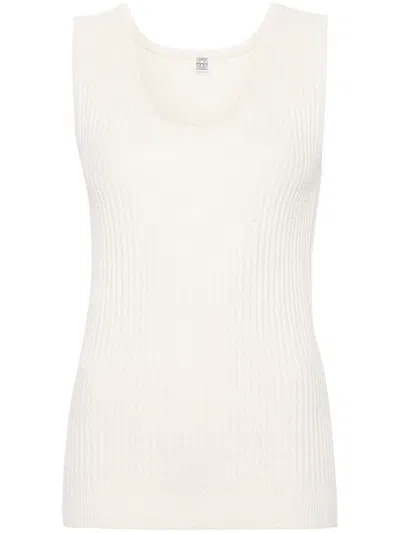 Totême Ribbed Knitted Top In Neutrals