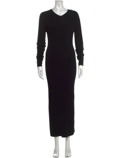 Pre-owned Totême Ribbed Merino Blend Dress Long Dress In Black