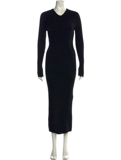 Pre-owned Totême Ribbed Merino Blend Long Dress In Black