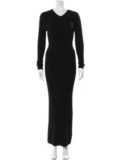 Pre-owned Totême Ribbed Merino Blend Long Dress In Black