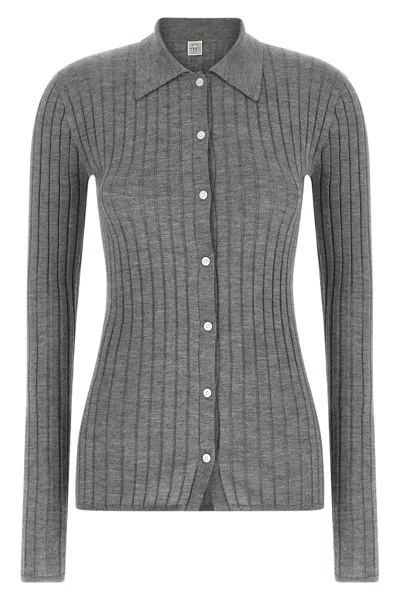 Totême Ribbed Shirt In Gray