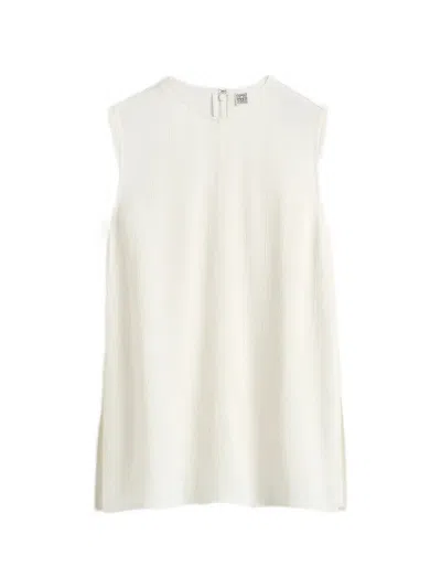 Totême Ribbed Side-slit Blouse In Neutral