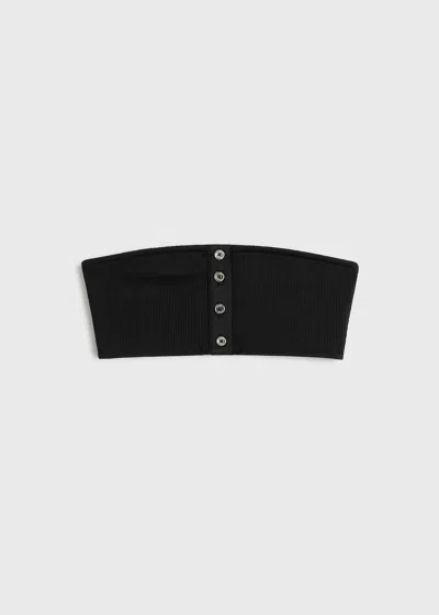 Totême Ribbed Strapless Bikini Top Black