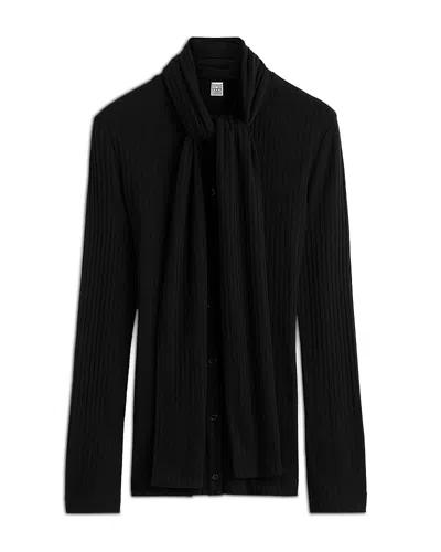 Totême Ribbed-knit Scarf Blouse For Women In Black