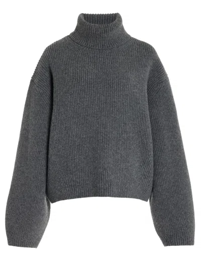 Totême Ribbed Turtleneck In Grey Melange