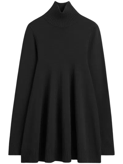 Totême Toteme Ribbed Turtleneck Sweater Dress In Black