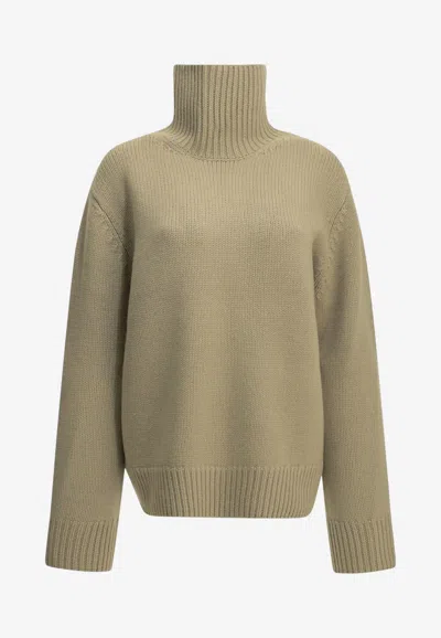 Totême Ribbed Turtleneck Sweater In Green