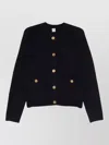 Totême Womens Navy Hammered Round-neck Stretch-wool Blend Cardigan Xs In Black
