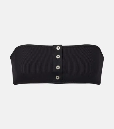 Totême Ribbed-knit Bandeau Bikini Top In Black