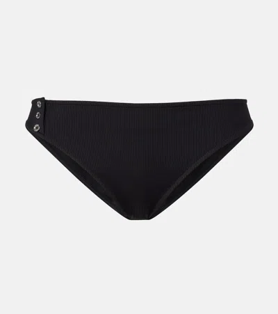 Totême Toteme Side Button Ribbed Bikini Bottoms In Black