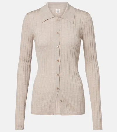 Totême Ribbed-knit Cashmere And Silk Cardigan In Multi