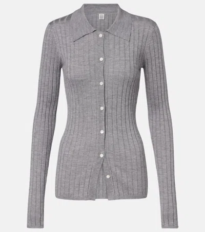 Totême Ribbed-knit Cashmere And Silk Cardigan In Multi
