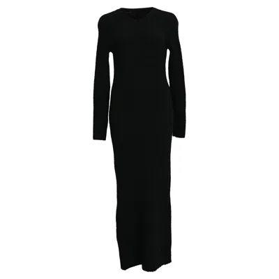 Totême Ribbed-knit Maxi Dress In Black Wool In Pattern