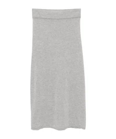 Totême Ribbed-knit Maxi Skirt In Gray