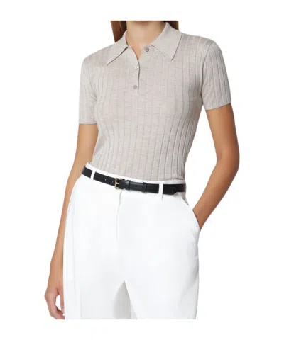 Totême Ribbed-knit Polo Top In Gray