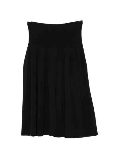 Totême Ribbed-waist Pleated Midi Skirt In Black