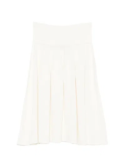 Totême Ribbed-waistband Midi A-line Skirt In White