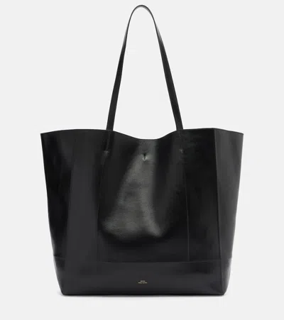 Totême Roam Large Leather Tote Bag In Black