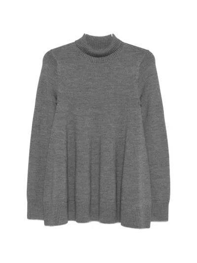 Totême Roll-neck Flared Sweater In Gray
