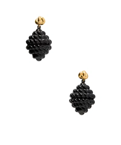 Totême Rope Gold-plated Enamel Drop Earrings In Black