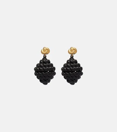 Totême Rope Gold-plated Enamel Drop Earrings In Black