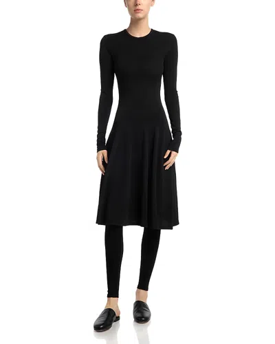 Totême Round Neck Long Sleeve Sculpted Dress In Red