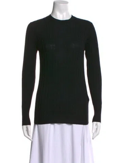 Pre-owned Totême Round Neck Ribbed Wool Knit Wool Sweater In Black