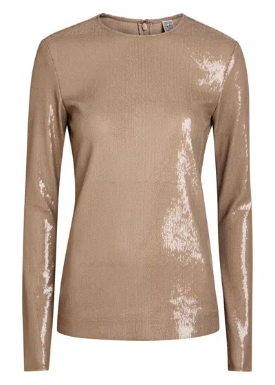 Totême Toteme Round-neck Sequin Top In Brown