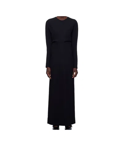 Totême Round Neck Slouch-waist Maxi Dress In Black