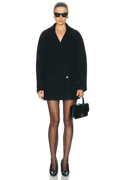 Totême Double-breasted Wool-blend Coat In Black