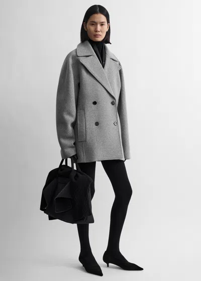 Totême Rounded Peacoat Grey Melange Petite In Gray