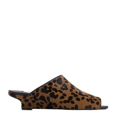 Totême Leopard-print Cow Hair Wedge Mules In Brown