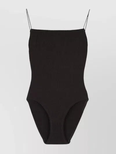 Totême Ruched One Piece Swimsuit In Black