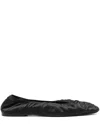 Totême Womens Black The Gathered Square-toe Satin Flats In Black