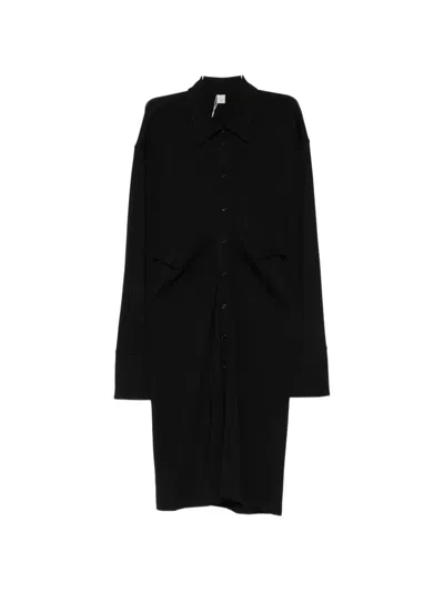 Totême Ruched-detail Shirt Dress In Black