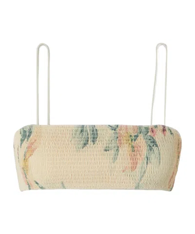 Totême Ruffled Print Bikini Top In Brown