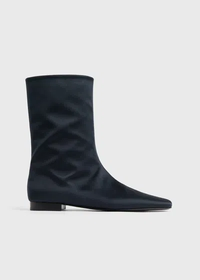 Totême Satin Ankle Boots Navy In Blue