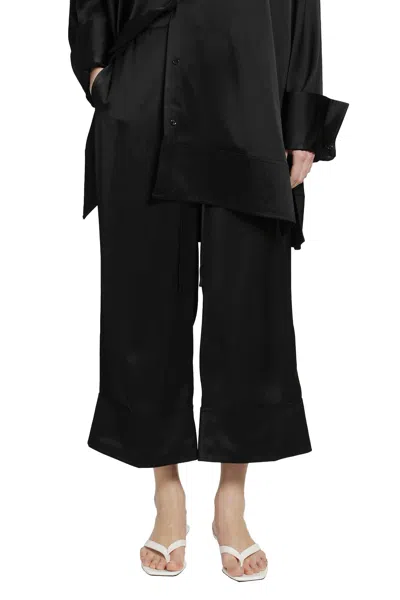 Totême Satin Drawstring Trousers In Black