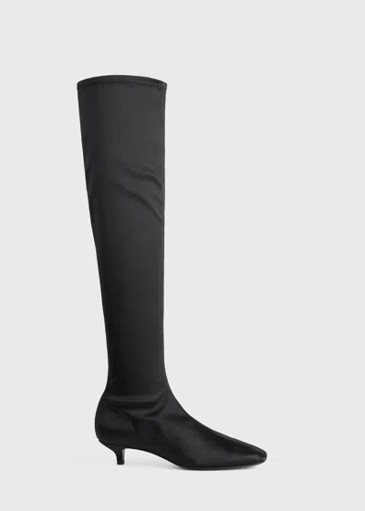 Totême Satin Knee-high Boots Black