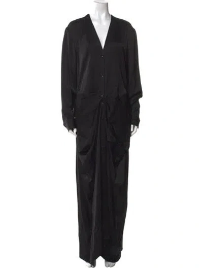 Pre-owned Totême Satin Knot Dress Long Dress In Black
