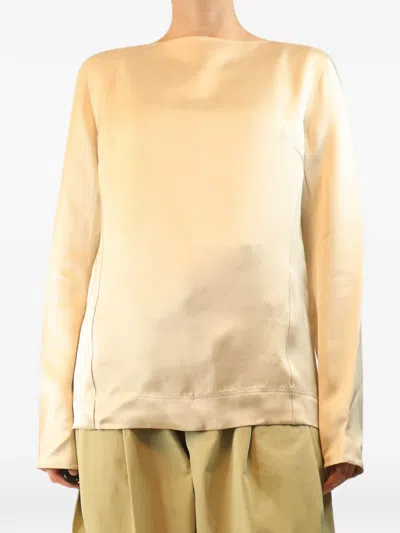 Pre-owned Totême Satin Long-sleeve Top In Neutral
