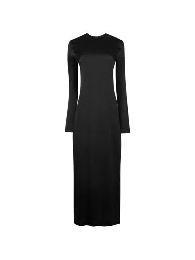 Totême Satin Maxi Dress In Black