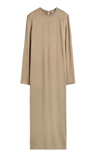 Totême Satin Maxi Dress In Neutral