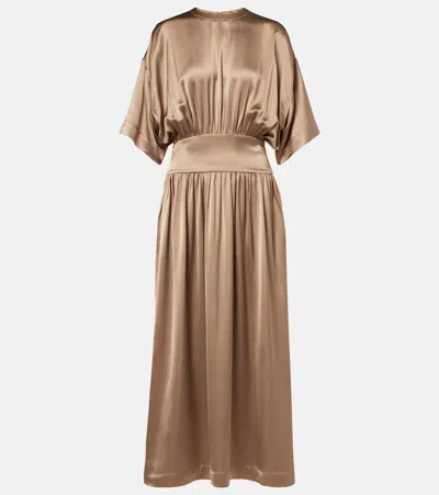 Totême Satin Midi Dress In Gold