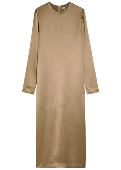 Totême Toteme Satin Midi Dress In Sand