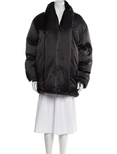 Pre-owned Totême Satin Puffer Jacket Down Coat In Gray