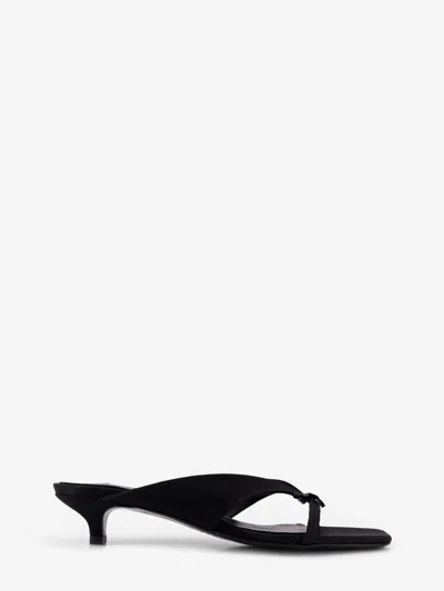 Totême Bow Satin Sandals Black