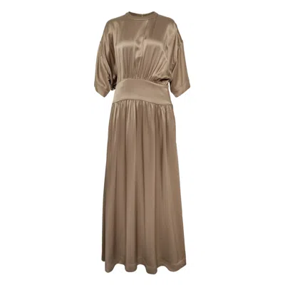 Totême Satin Tee Dress In Brown