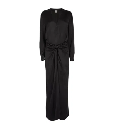 Totême Satin Tie-detail Maxi Dress In Black