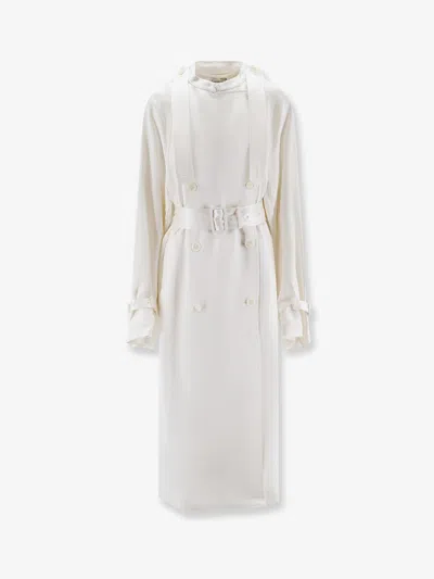 Totême Satin Trench Coat In White